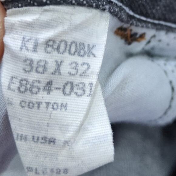 Vintage Basic Editions Jeans Mens 38x32 Made in USA Black Faded 90s Work - Picture 4 of 7